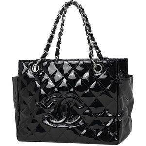 Authentic CHANEL Classic Timeless Tote Patent Quilted Chain Shoulder Bag Purse